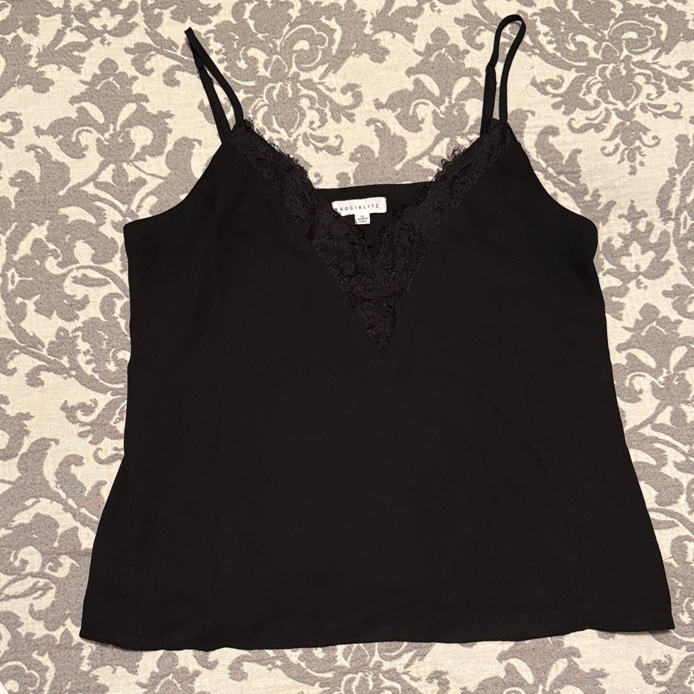 Socialite Black Lace Trim Cami